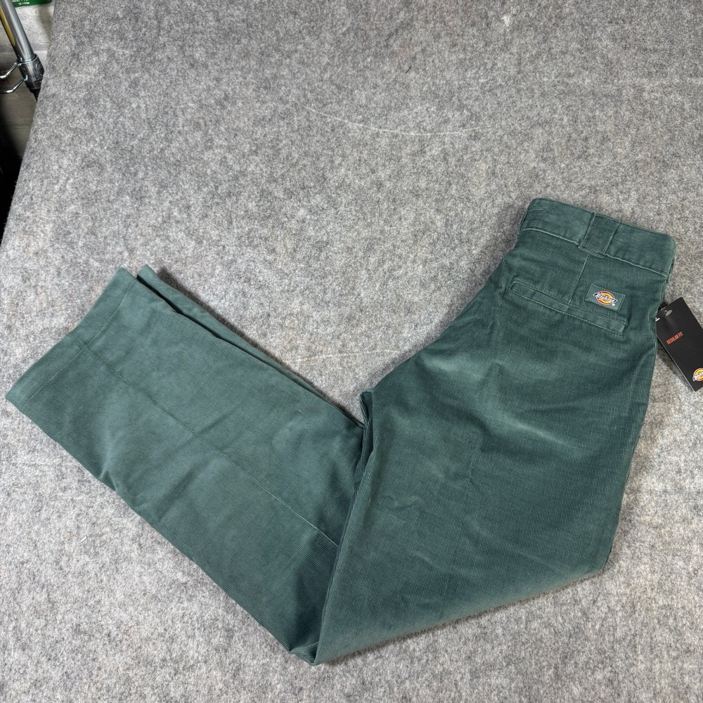 Dickies Mens Regular Fit Corduroy Pants Green W28 L32 Straight Leg NWT